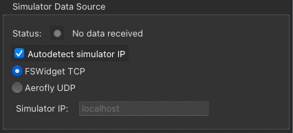 Abflug Client - Simulator Data Source - not connected