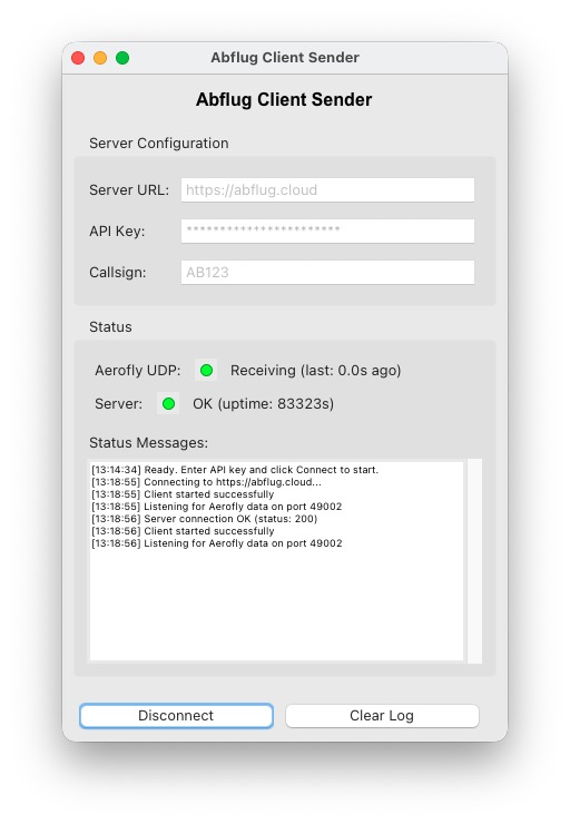 Abflug Client UDP and Server Alive